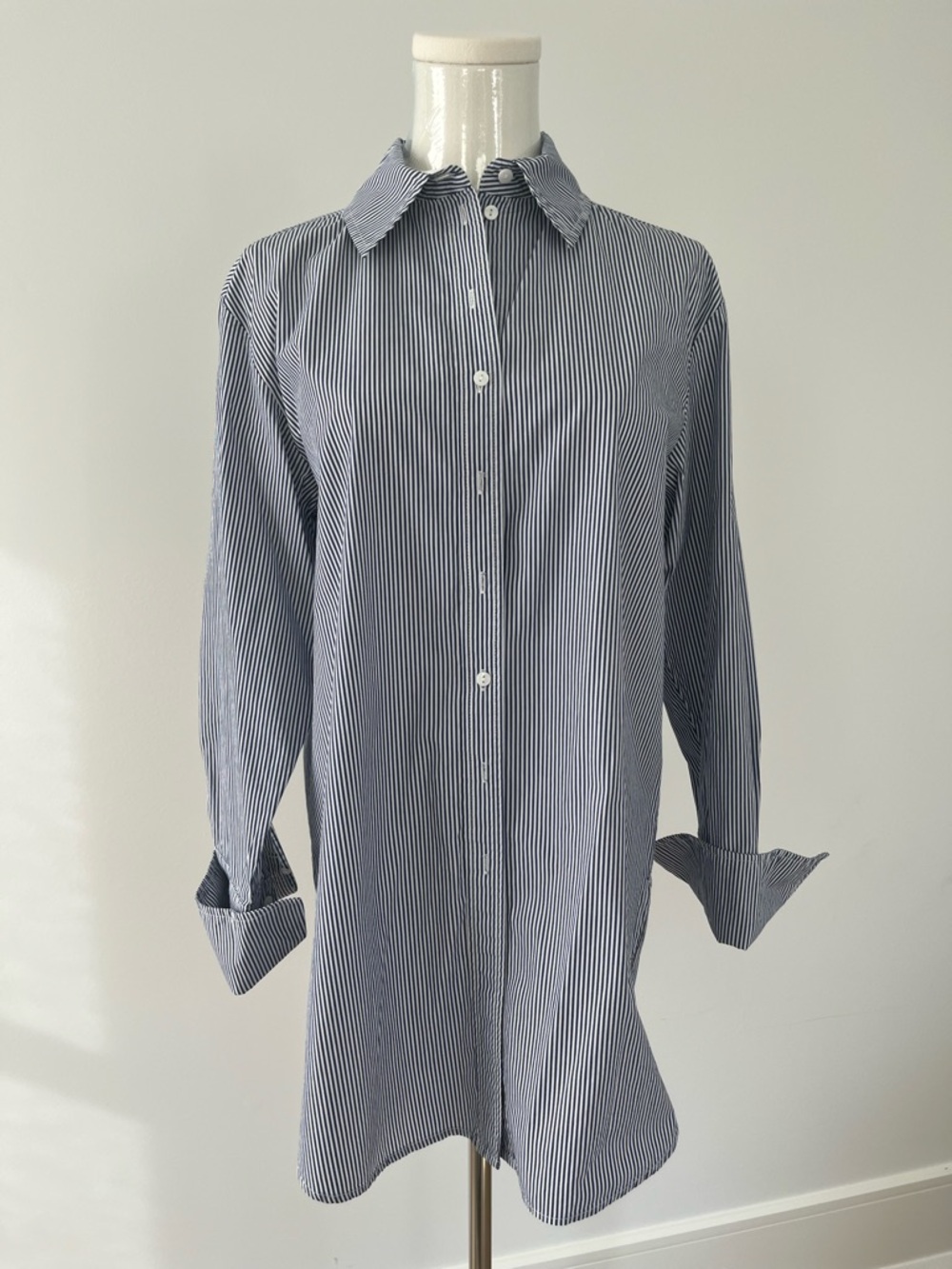 Classic Blue Pinstripe Button-Up Shirt
